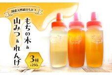はちみつ もちの木／山みつ／れんげ 各250g×3 セット 蜂蜜 3種