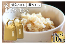 米 元気つくし ＆ 夢つくし 食べ比べセット 玄米 各5kg 計10kg [ベネフィス 福岡県 筑紫野市 21760849] お米 福岡県産 穀物 つや もちもち