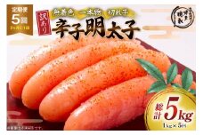 明太子 訳あり 無着色 辛子明太子 無選別 1kg 隔月5回 定期便 [木村食品 福岡県 筑紫野市 21761216] めんたいこ 切れ子 バラコ ばらこ 冷凍 不揃い