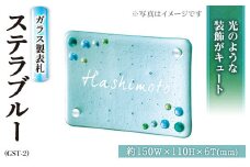 ガラス製表札 ステラ ブルー GST-2(1点)  ガラス 洋風 おしゃれ オシャレ【ksg0238】【福彫】