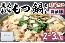 もつ鍋セット(醤油味)野菜付き(2～3人前)モツ鍋 もつ鍋セット 黒毛和牛 国産 冷蔵 牛モツ ホルモン ちゃんぽん＜離島配送不可＞【ksg0275】【西新初喜】