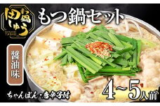 博多もつ鍋専門店「もつ鍋田しゅう」のもつ鍋セット 醤油味(4～5人前)モツ鍋 もつ鍋セット 国産牛 冷凍 しょうゆ 牛モツ 小腸 ホルモン ちゃんぽん＜離島配送不可＞【ksg0466-B】【田しゅう】