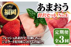 《先行予約受付中・数量限定》＜定期便・全3回(3月・5月・7月)＞2026年3月からお届け！あまおう贅沢セット No.1(あまおう：計約500g・冷凍いちご：1.5kg　ジェラート2種：計1L) 苺 定期便 ＜離島配送不可＞【ksg1256】【THE FARM_strawberry】