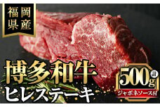 博多和牛ヒレステーキ 自家製ジャポネソース付(100g×5枚)牛肉 和牛 博多和牛 国産 ステーキ ヒレ肉＜離島配送不可＞【ksg1286】【くしだ企画】
