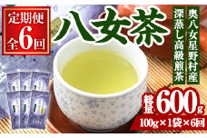 ＜定期便・全6回(連続)＞奥八女星野村 深蒸し高級煎茶(総量600g・100g×1袋×6回) 八女茶 緑茶 せん茶 おちゃ お茶 やめ 深蒸し茶  常温 常温保存【ksg1346】【おどろきっちん】