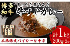 博多和牛 牛すじカレー(計1kg・200g×5食)カレー 博多和牛 牛肉 黒毛和牛 牛すじ 国産 レトルト レトルトカレー 中辛 常温 常温保存＜離島配送不可＞【ksg1387】【マル五】