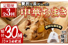 ＜全3回定期便＞中華ちまき(総計30個・10個×3回)惣菜 おこわ もち米 おにぎり 冷凍食品 冷凍おにぎり 簡単料理 飲茶 点心 粽 中華 簡易包装 定期便＜離島配送不可＞【ksg1519】【餃子舗博多弦月】