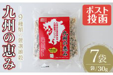 ＜ポスト投函でお届け＞九州の恵み(210g・30g×7袋) 雑穀 押麦 黒米 もち麦 青玄米 大豆 もちきび もち玄米 赤米 もちあわ 玄米 ブレンド 栄養 バランス 米 白米  混ぜるだけ 健康 弁当 おにぎり 個包装 小分け 常温 常温保存【ksg1584】【宝山九州】