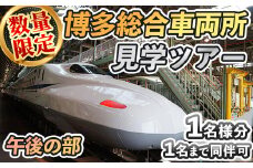 ＜午後の部＞博多総合車両所見学ツアー(1名様分＜1名まで同伴可＞)数量限定 新幹線 ツアー 体験 チケット 利用券 ペア 旅行 無料送迎 【ksg1503-B】【株式会社日本旅行】