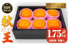 ＜先行予約受付中！2025年10月下旬～11月下旬に順次発送予定＞秋のフルーツの王様・ブランド柿 秋王 化粧箱入り (約計1.75kg・6個入り) かき カキ フルーツ 果物 くだもの 福岡限定 オリジナルブランド 化粧箱 ＜離島配送不可＞【ksg1754】【農産物直売所ほたるの里】