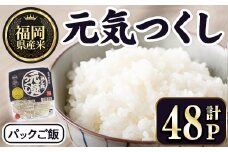 ＜数量限定＞福岡県産米 元気つくし パックご飯 (計48P)お米 おこめ 米 こめ コメ 白米 福岡県産 ブランド米 パック 災害 備蓄 小分け 酸味料無添加 常温 常温保存【ksg1749】【農産物直売所ほたるの里】