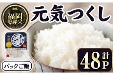 ＜数量限定＞福岡県産米 元気つくし パックご飯 (計48P)お米 おこめ 米 こめ コメ 白米 福岡県産 ブランド米 パック 災害 備蓄 小分け 酸味料無添加 常温 常温保存【ksg1749】【農産物直売所ほたるの里】