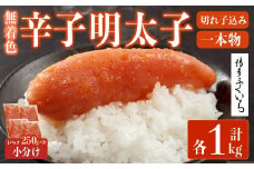 ＜訳あり・規格外＞無着色辛子明太子 一本物・切れ子込み 計1kg(250g×4P)明太子 めんたいこ 一本物 切れ子込み メンタイコ おかず ご飯のお供 小分け 贈り物 【ksg1799】【博多ふくいち】