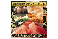 福岡ブランド堪能セット　もつ鍋2.5人前・辛子明太子3パック計450g・博多黒豚餃子3パック75個【1439533】