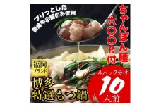 「10人前!」博多特選もつ鍋(プリプリの国産牛小腸のみ使用)(4パック小分けが便利)福岡ブランド　【1478741】