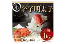 ＜毎月定期便＞大満足!訳アリ辛子明太子　小切1kg(100g×10p)全12回【4054281】