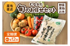 【レビューCP対象】【定期便／年12回／毎月お届け】むなかた旬のお任せセット(野菜・フルーツ・お米／9～11品)【ほたるの里】_HB0029