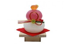 ころんっとかわいい紅白鏡餅（小）KM-N4【粋工房 】_HA1186