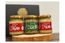 にんにく塩麴 130g×2本　にんにくの芽みそ120g×1本（自然栽培のにんにくシリーズ）【むなかたひかり】_HA1597