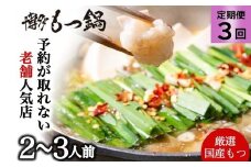 お試しプラン！【3ヶ月定期便】【老舗人気店】博多本格もつ鍋セット 2～3人前
