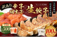 訳あり！ちょっと大きめ 国産 生餃子 (ラー麦使用)  100個 2kg ＆ 辛子明太子 小切り 300g セット ぎょうざ ギョウザ めんたいこ 冷凍