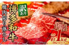 訳あり！ 博多和牛 焼肉 切り落とし 1kg（500g×2パック）
