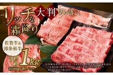 【食べ比べ】 佐賀牛 ＆ 博多和牛 リッチな霜降り 大判 切り落とし 1kg （500g×2）【12月発送】 ／ 2種類 黒毛和牛 和牛 牛肉 お肉 肉 霜降り 九州 福岡県 太宰府市 冷凍