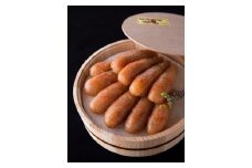 「食品添加物不使用」極み無着色明太子　檜樽入り(600g)　海千[F4241]