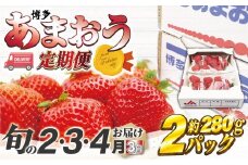 【2026年2～4月】博多あまおう2パック3回定期便　約560g×3回[G5352a]