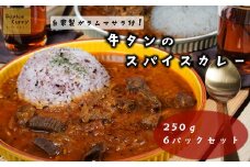 【本格スパイス】牛タンのスパイスカレー　たっぷり250g×6パック[F4468]