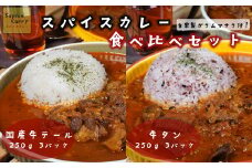 【本格スパイス】国産牛テールのスパイスカレーと牛タンのスパイスカレー食べ比べセット250g×各3パック　計6パック[F4470]