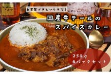 【本格スパイス】国産牛テールのスパイスカレー　たっぷり250g×6パック[F4469]