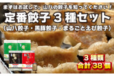 山八餃子定番3種セット！（山八餃子・黒豚餃子・まるごとえび餃子＋特製たれ）[F4524]