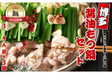 【鍋定期便】博多醤油もつ鍋3～4人前セット3回定期便（3～4人前×3回）[F0094T3]