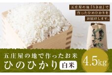 【特Aランク米】五庄屋の地で作ったお米 ひのひかり 白米 (4.5kg) 【2025年10月下旬より順次発送予定】 ヒノヒカリ こめ コメ ごはん ご飯 福岡県うきは市産 九州産