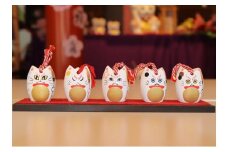 ＜宮若追い出し猫＞　マスコットセット（土鈴５体） [M32] 招き猫 招福 幸運 健康 繁盛 金運 猫 ねこ ネコ 手作り 置物 縁起物 陶器 インテリア 福岡県