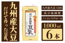 〈ふくれん〉　九州産大豆100％　成分無調整　豆乳　1000ml×6本　[M684]　飲料　イソフラボン　ソイ　健康　たんぱく質