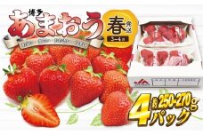 【先行予約】M869-1【2026年3月上旬より順次発送】博多あまおう 250g~270g×4パック