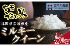 令和7年産　【先行予約】ミルキークイーン 5kg　【9月上旬より順次発送】福岡県宮若産〈安河内農産〉　[M450-4]　精米 ブランド米 コメ ご飯 白米