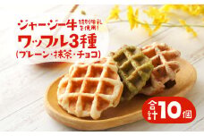 白木牧場 特別 牛乳 を使用した ワッフル ×10個（プレーン、抹茶、チョコ）