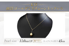 K18 南洋 ゴールデン 真珠 Y チェーン ネックレス (45cm)(飾り付き)