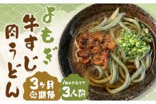 【3ヶ月定期便】よもぎ牛すじ肉うどん 3人前 うどん よもぎうどん 肉うどん 牛すじ肉 定期便