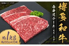 博多和牛 赤身 ステーキ （モモ ・ ウデ） 合計約1kg （約100g×10枚） 和牛 国産牛 牛肉 お肉 肉 モモ肉 もも肉 もも ウデ肉 グルメ 九州 福岡県 嘉麻市 冷凍
