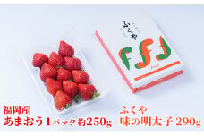 いちご あまおう 福岡産 1パック 約250g＆ふくや 味の明太子 290g 配送不可 離島