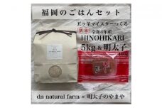 福岡のごはんセット【農家直送】 新米ヒノヒカリ無洗米5kg × やまや『うちのめんたい180g』※配送不可：離島