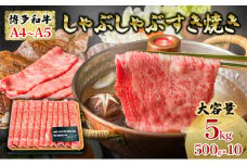 牛肉 しゃぶしゃぶ すき焼き 合計5kg 博多和牛 A4～A5 セット 500g×10パック 配送不可：離島