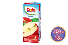 りんごジュース Dole アップル 100％ 200ml×18本