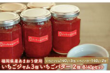 ジャム バター セット いちごジャム 140g×3個 いちごバター 140g×2個 福岡県産 あまおう 使用 イチゴ 苺 加工品 配送不可：離島
