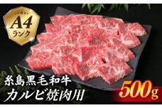【焼肉用】A4ランク 糸島 黒毛和牛 カルビ 500g 《糸島》 【糸島ミートデリ工房】 [ACA049]