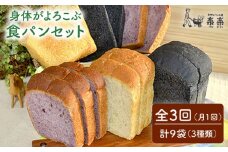 【 全3回 定期便 】身体がよろこぶ 食パン 3種 セット ( 卵 / 乳製品 不使用 )《糸島》【天然パン工房楽楽】【いとしまごころ】[AVC013]
